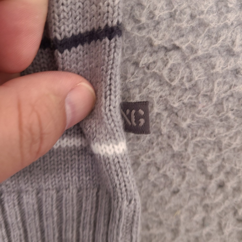 Xtreme Gear Surplus Ltd Sweater Mens Large Gray Striped V-Neck Acrylic Knit - Picture 4 of 9